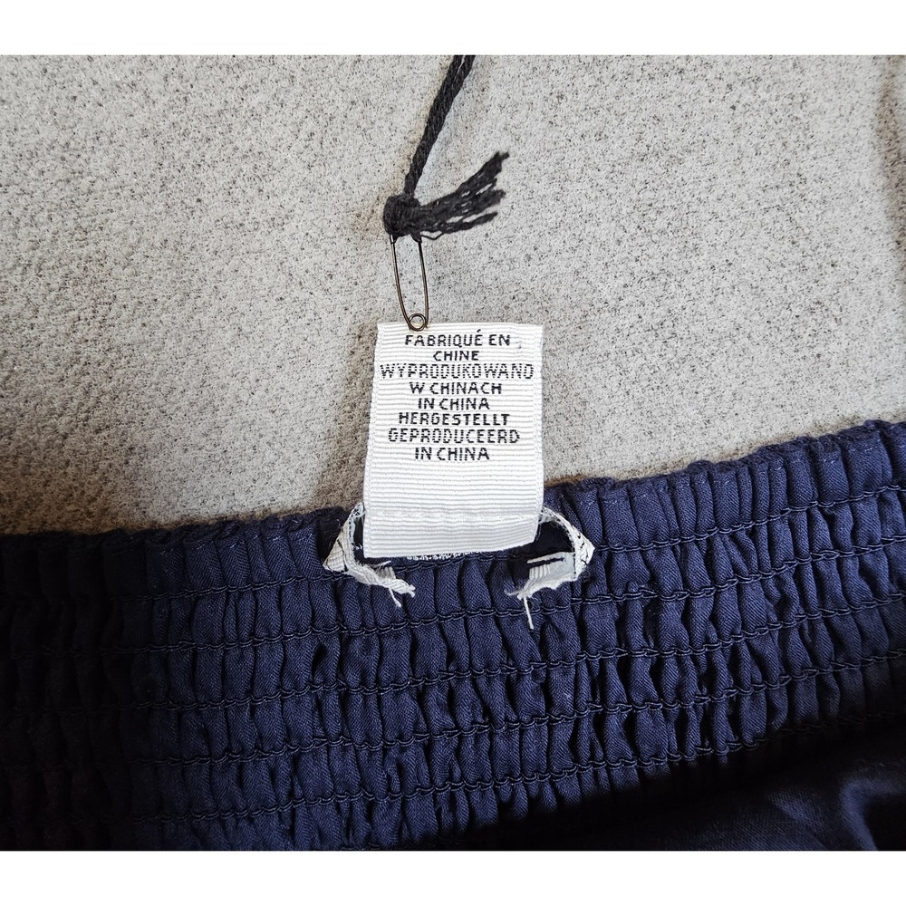 Christian Lacroix Cropped Top Women's Medium Navy Linen Lace Trim Tie Sleeveless - Picture 8 of 11